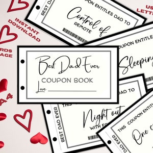 Best Dad Ever Gift, Printable Coupons for Dad, Christmas Day Surprise, Gifts from Kids, Dad Coupon Book