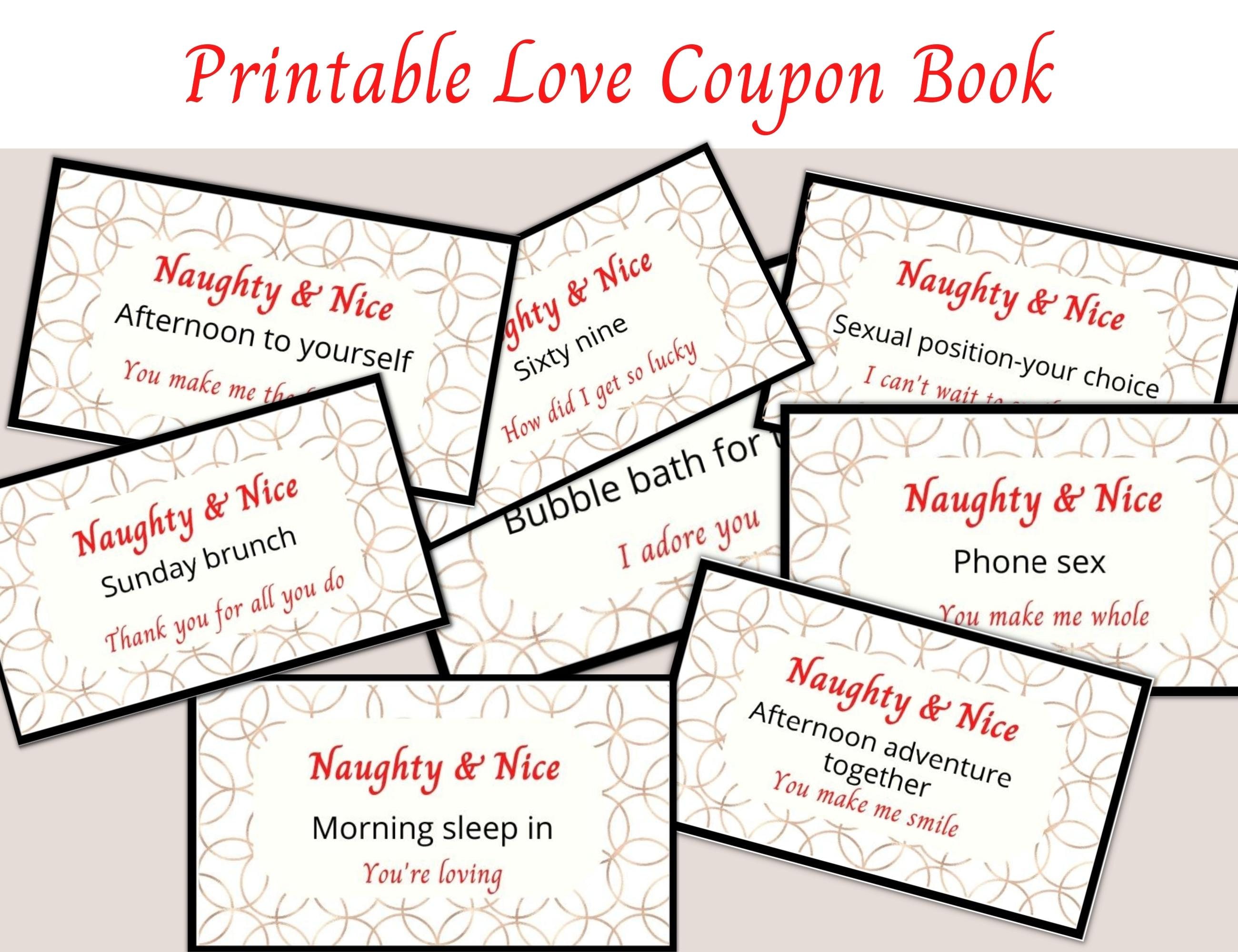 Naughty & Nice Coupon, Love Book Printable, Naughty Coupons for Her, Great for Valentines ...