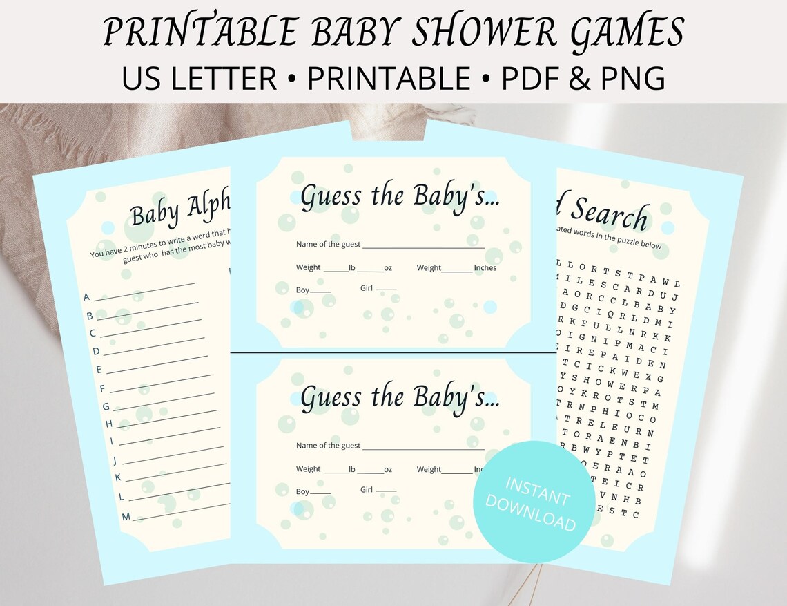 Baby Shower Games Printable Baby Shower Game Bundle With 12 - Etsy Canada