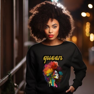 Black Queen Crewneck Sweatshirt, A Statement of Empowerment and Beauty, Black Women Gift Idea,