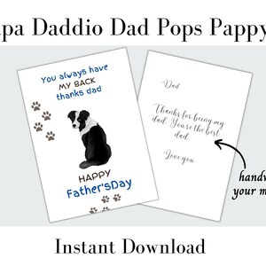Father's Day Card Printable, Happy Father's Day, Card for Dad, Dog ...