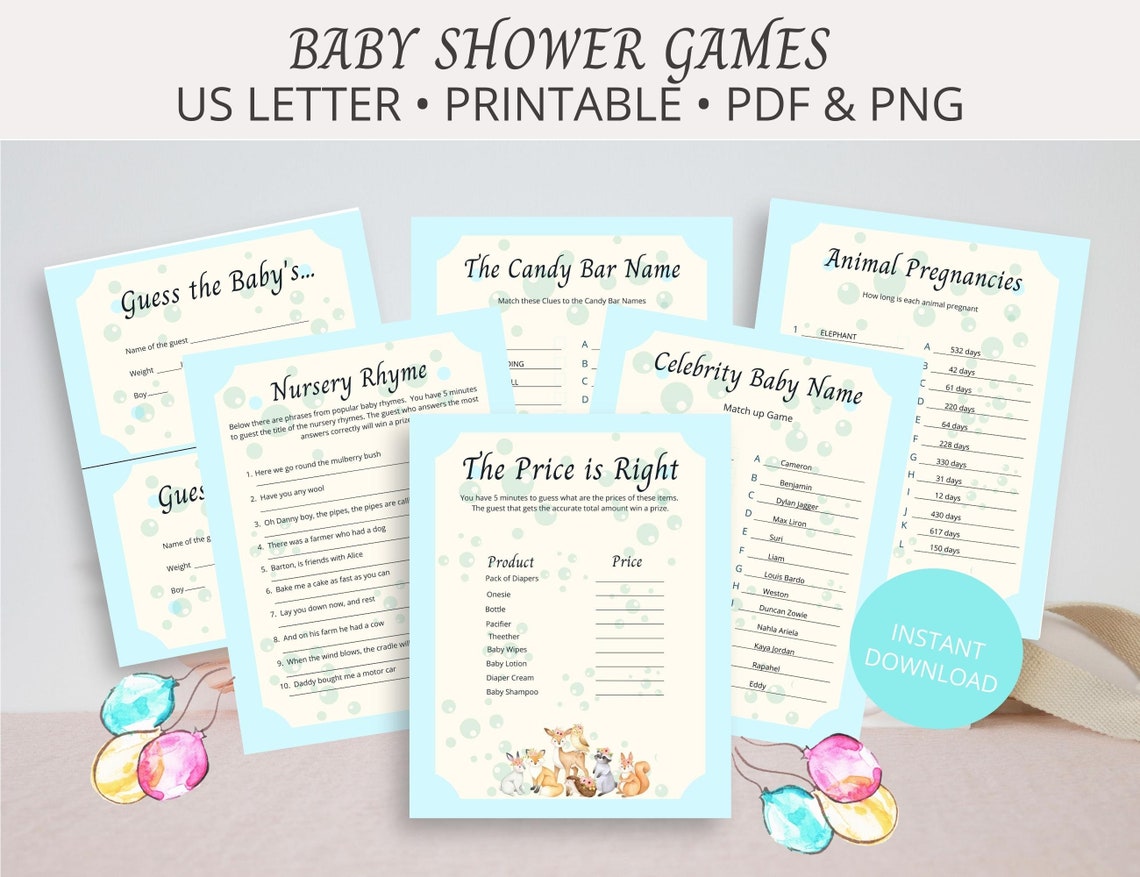 Baby Shower Games Printable Baby Shower Game Bundle With 12 - Etsy Canada