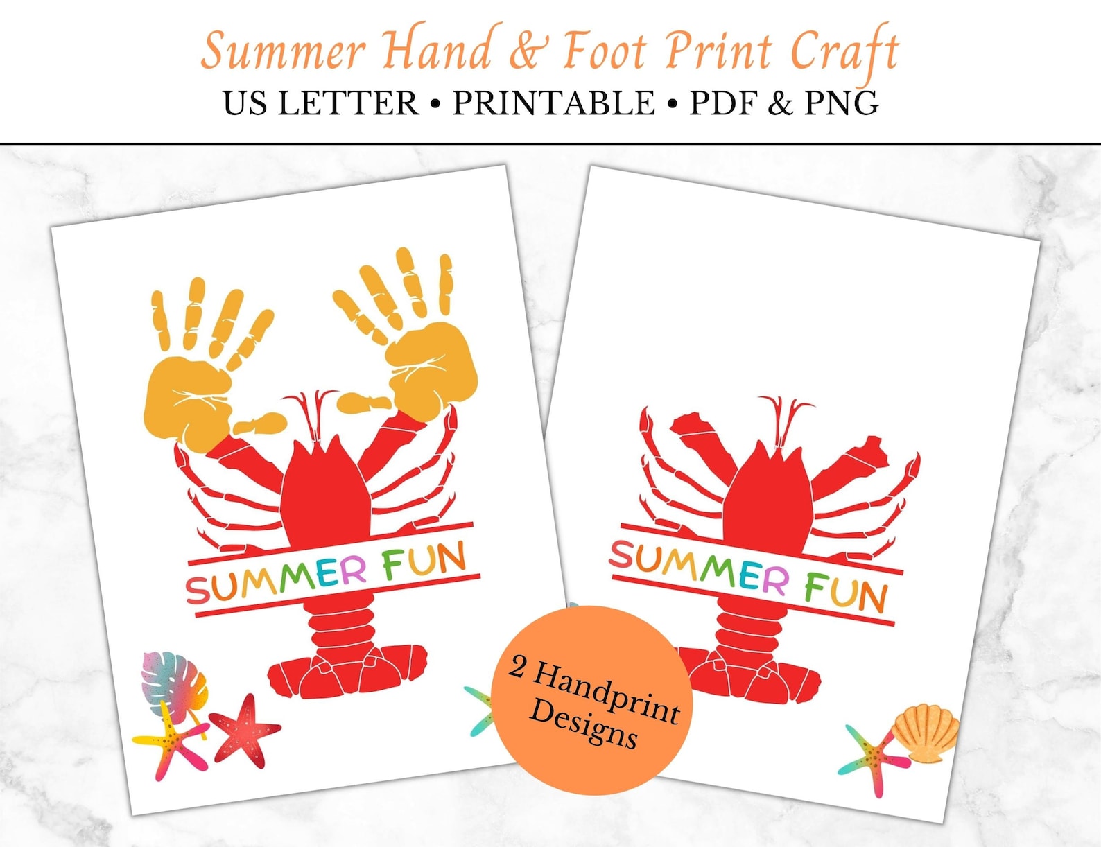 Summer Handprint Art DIY Bundle Summer Theme Hand & Foot - Etsy