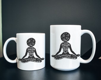 Yoga pose mug, Inspirational gift for black women, Black Girl gift, Black Mom gift, Black girl coffee mug, Black Women Empowerment Mug