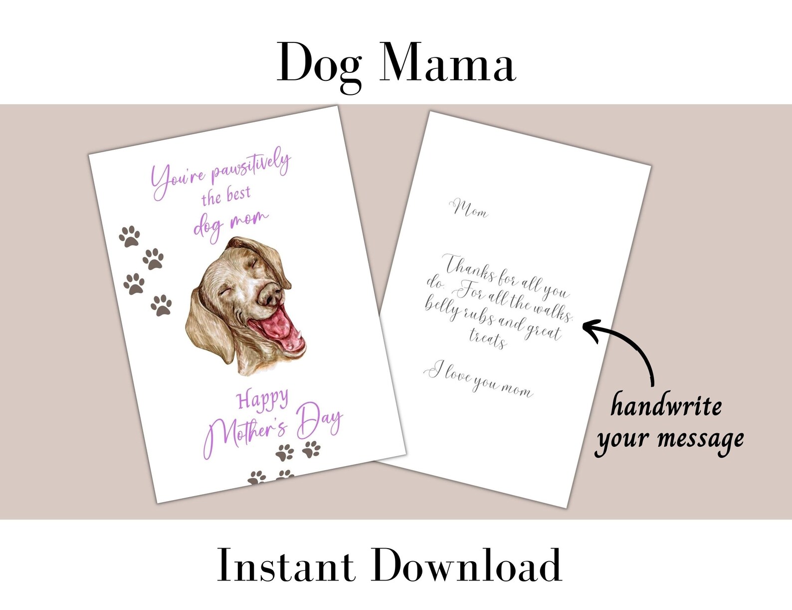 Printable Mother's Day Card, Happy Mother's Day, Instant Download Mom ...