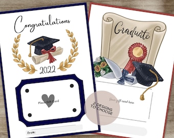 Suporte para cartão de presente de formatura para impressão, agradecimento de formatura, download instantâneo, presente de formatura