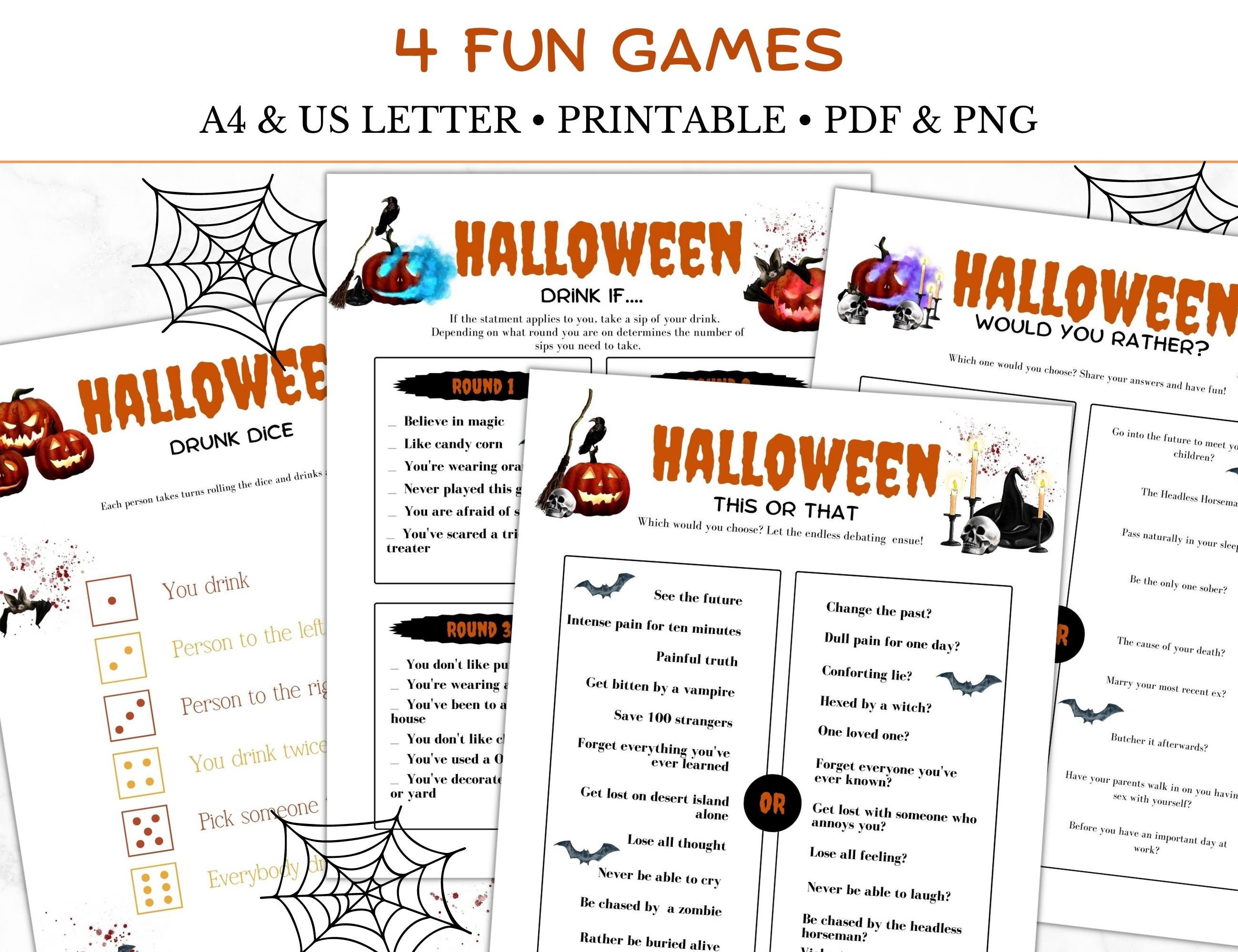 4 Adult Halloween Game Bundle Printable, Halloween Party Games for ...