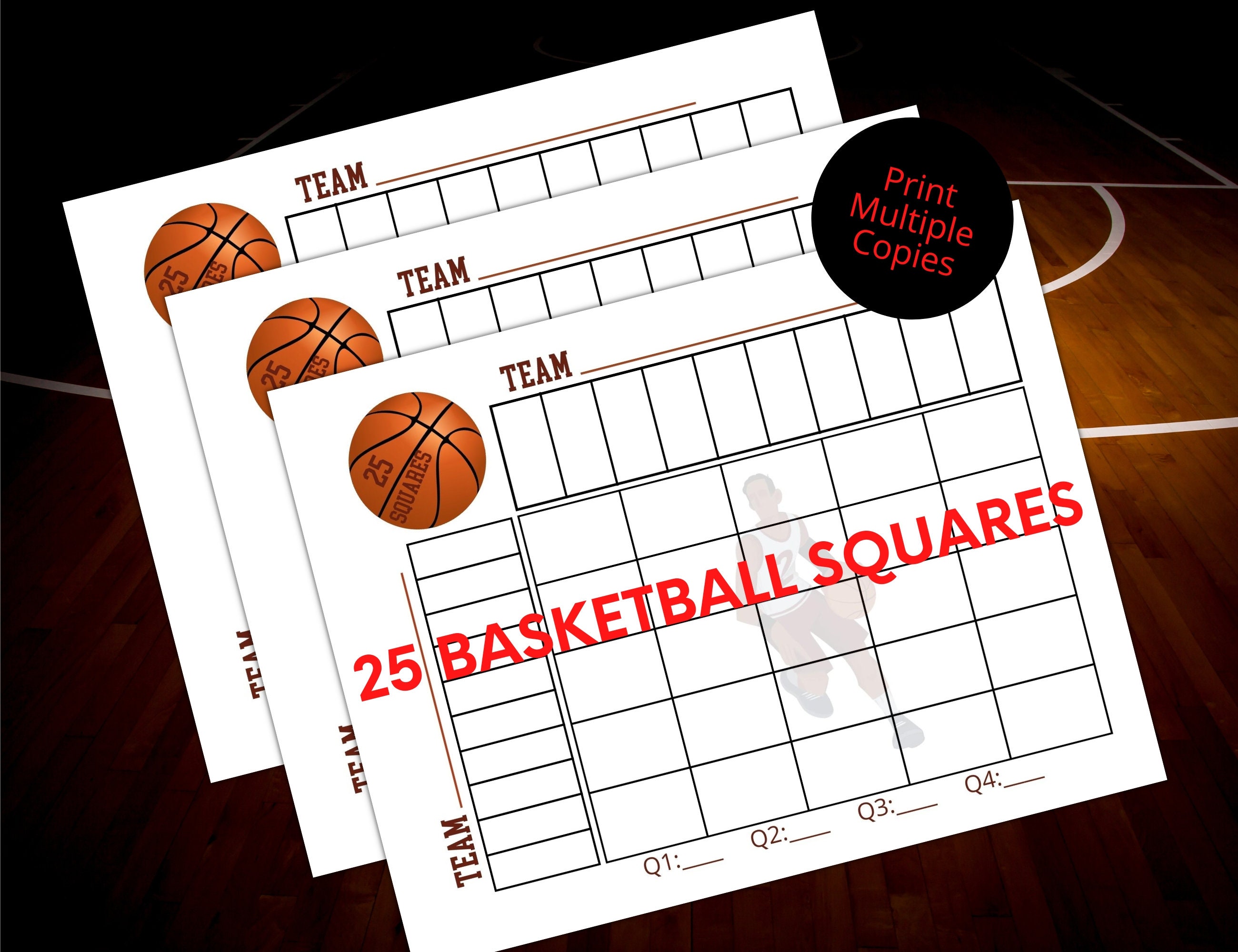 Basketball 25 Squares Game NCAA Basketball Squares Grid Printable March