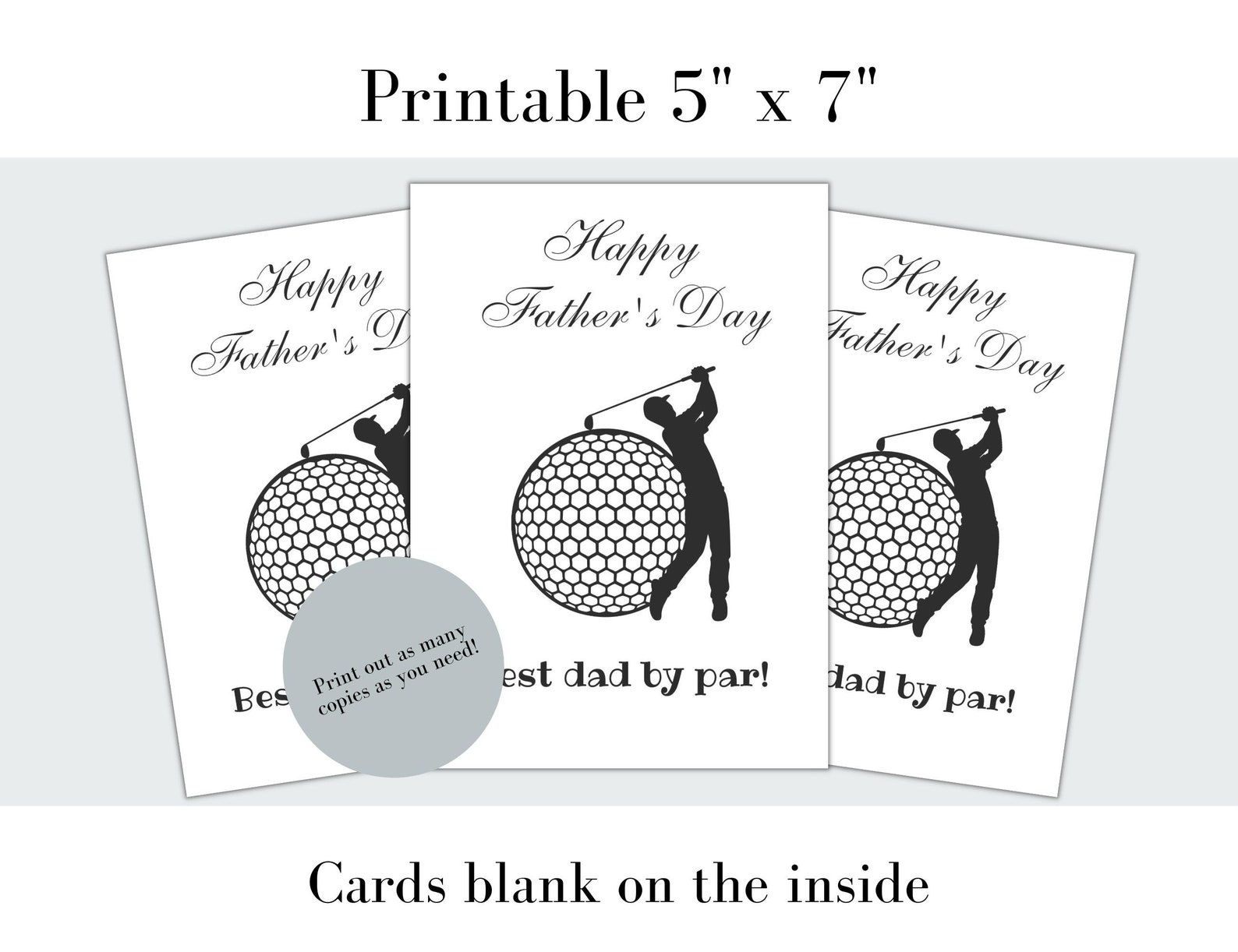 Father's Day Card Printable, Happy Father's Day Black &amp; White, Instant ...