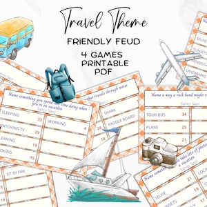 Travel Themed Friendly Feud Game Printable, Travel Trivia Game, Friendly Feud Printable, Travel Game for teens and adults