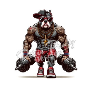 Pitbull PNG Digital Download Pitbull Hund Hip Hop Gewichtheber Pitbull Bully Tattoos PNG Sublimationsdesign für Shirt und Abziehbilder