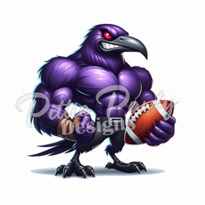 PNG Digital Download - Mean Purple Raven Football Bird - Football - PNG Sublimation Design for Shirt and Decal Stickers