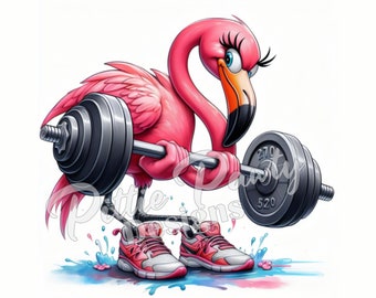PNG Digital Download - Lift Like a Girl Flamingo Bird - Workout Lifting - PNG Printable Art Sublimation Design for Shirt and Decal Stickers
