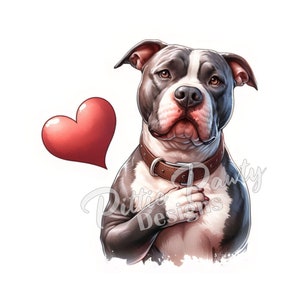 Digitale png-download - aquarel Pitbull My Whole Heart Pitbull Bully Dog - PNG-kleurkunst sublimatieontwerp voor shirt en stickerstickers