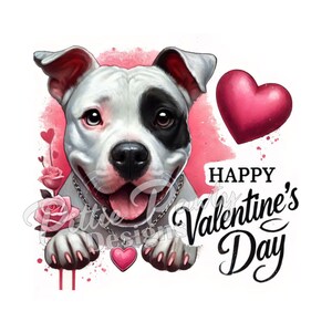 PNG Digital Download - Watercolor Valentines Eye Patch Pitbull Bully Dog - PNG Color Art Sublimation Design for Shirt and Decal Stickers