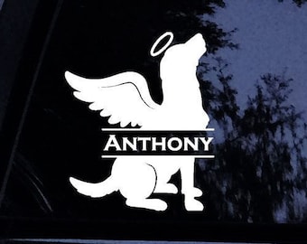 Calcomanía de ángel de labrador: ángel labrador retriever sentado con alas, calcomanía conmemorativa personalizada para perro, calcomanía de vinilo para ventana de automóvil