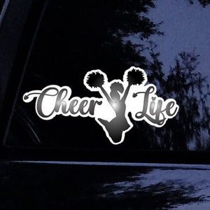 Cheer Life Girl Pom Pom Peel and stick Sticker - Vinyl Car Window Decal Sticker
