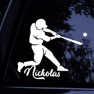 Baseball Decal - PERSONALIZED Baseball Batter Decal Sticker - Baseball Vinyl Car Window Decal Sticker