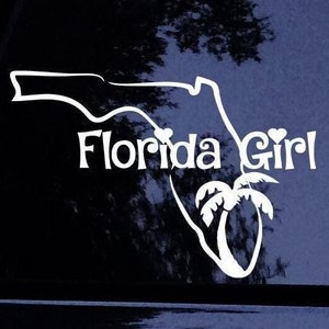 Adesivo Florida Girl - Adesivo Florida Girl State Outline Palma Tropicale - Adesivo in vinile per finestrino auto