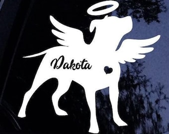 Pitbull Decal - Pitbull Angel Decal Pittie Pitbull Bully Angel w/ Wings Personalized Memorial Dog Sticker - Vinyl Car Window Decal Sticker