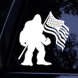 Sasquatch Aufkleber - Amerikanische Flagge Sasquatch Aufkleber Aufkleber - USA Patriotisch Vinyl Autofenster Aufkleber