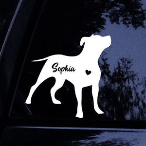Personalized Silhouette Floppy Ear Pittie Pit Pitbull Dog Sticker - w/FREE Pitbull Mom Sticker - Vinyl Car Window Decal Sticker