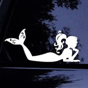 Adesivo da sirena - Adesivo da sirena grazioso - Adesivo da finestra per auto in vinile con ragazza da spiaggia