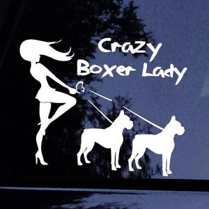 Calcomanía de boxeador: calcomanía de perro boxer loca: calcomanía de vinilo para ventana de automóvil o computadora portátil