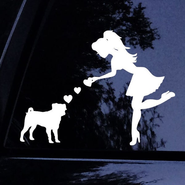 Sassy Lady Loves her Pug Decal Mom Sticker - Vinyl Car Window, Laptop Decal Sticker