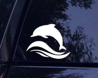 Rainbow Dolphin Flower Flag Vinyl Decal Sticker – Multi-Colored For Car Or Room
