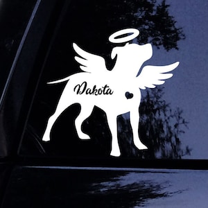 Pittie Pitbull Angel w/ Wings Personalized Memorial Dog Sticker - Vinyl Car Window Decal Sticker