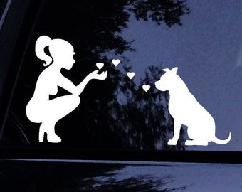 Lady Loves Her Sitting Pitbull Pittie Pitbull Kissing Heart Dog Mom Sticker - con pegatina de Pitbull Mom GRATIS - Vinilo adhesivo para ventana de coche