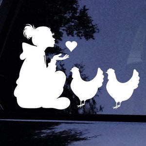 Chicken decal - Hoodie Lady Loves Chickens - Farm Animals - Chicken Mom - Kissing Hearts Dog Mom - Vinyl Car Window Decal Sticker