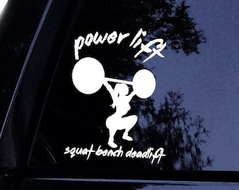 Tyngdlyftningsdekal - Power Lift Iron Addict Skivstång Squat Marklyft Kvinnors Träning Fitness Klistermärke - Vinyl Bilfönsterdekal