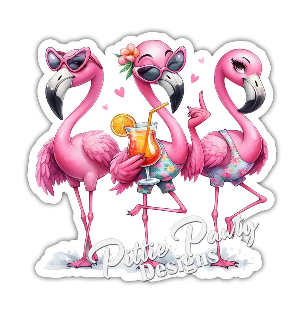 Flamingo Sticker - Flamingo Ready for Beach Birds I Decal Sticker ...