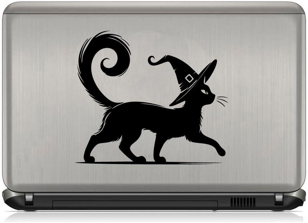 Halloween Decal - Whimsical Silhouette Spooky Witch Cat - Vinyl Car ...