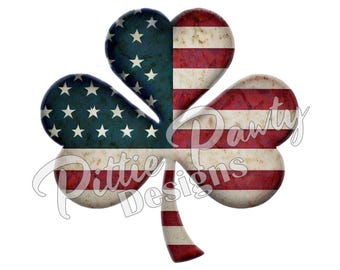 American Shamrock PNG Digital Download - American Flag Celtic Knot Shamrock - PNG Sublimation Design for Shirt and Decal Stickers