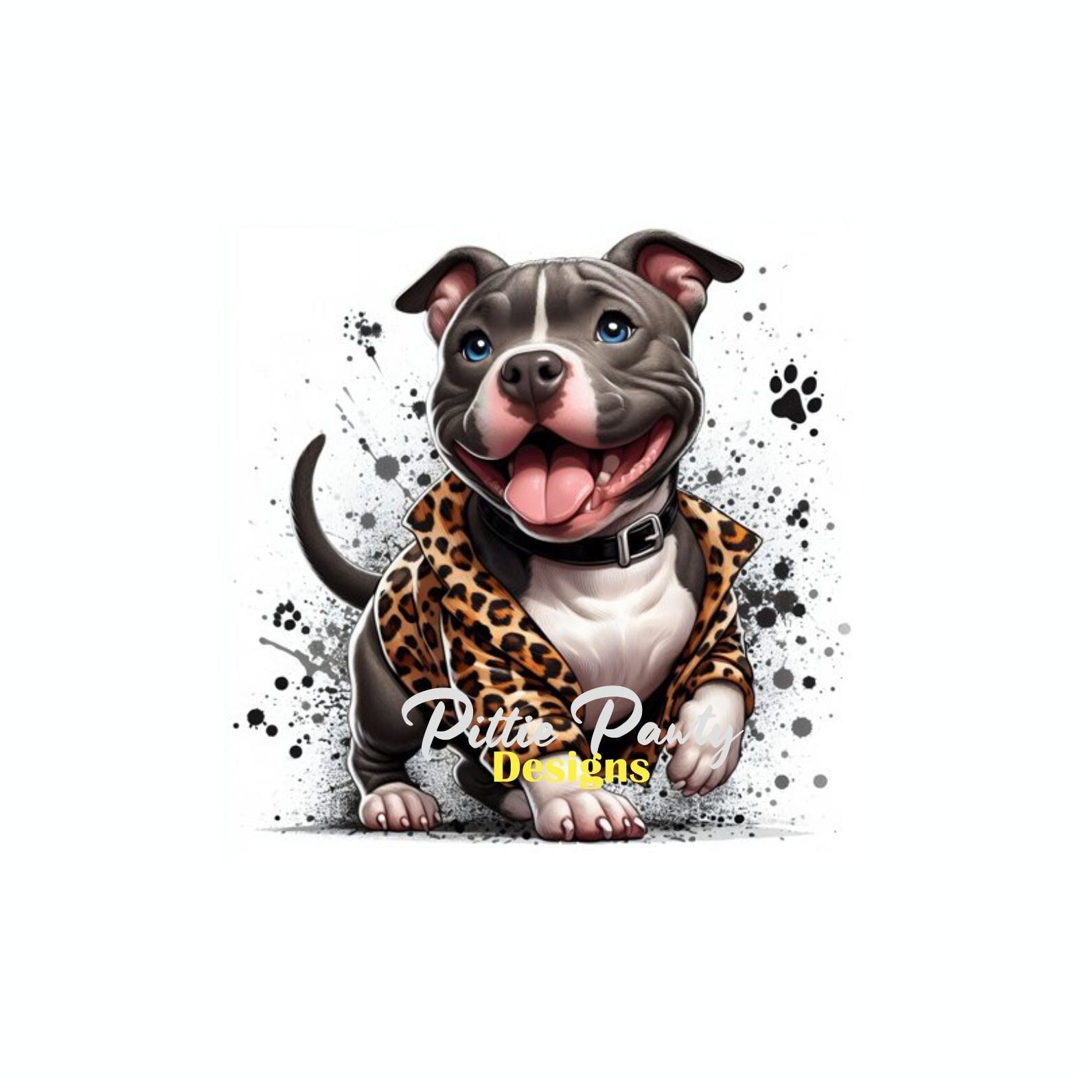Pitbull puppy hondje met luipaardjasje - Splatter Pitbull Bully Design -  Instant Download digitale PNG-bestand levendige kleur kunst sublimatie -  Etsy België, image size:1573x1574