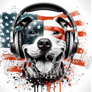 Pitbull PNG Digital Download - American Flag Faced Pitbull Dog II - Pit bull Bully png - PNG Sublimation Design for Shirts Decal Stickers