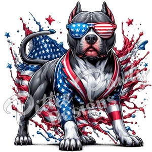 Pitbull PNG Digital Download - American Flag Splash Pitbull Dog  - Pit bull Bully png - PNG Sublimation Design for Shirts Decal Stickers