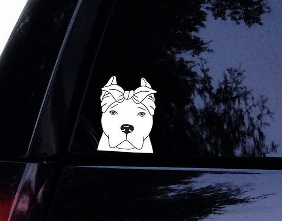 Pitbull W/bandana Head Wrap Cropped Ears Pit Bull Dog Pet Sticker