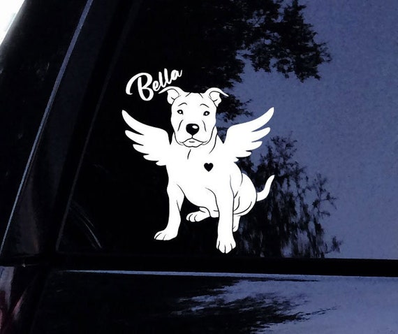 Sitzender Pittie Pitbull Engel w / Flügel personalisierter Erinnerungshund  Aufkleber Vinyl-Auto-Fenster-Aufkleber-Aufkleber - .de