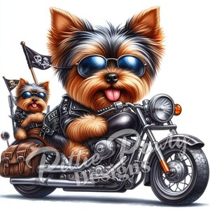 Yorkie PNG Digital Download - Yorkie Motorcycle Biker - Yorkshire Terrier Dog  PNG Printable Sublimation Design for Shirt and Decal Stickers