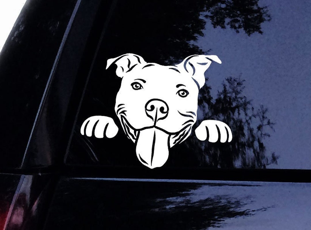 Pitbull Decal Peeking Floppy Pit Pitbull Dog (B) Sticker With