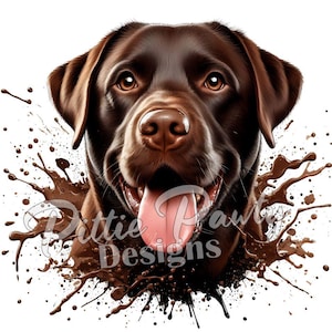 Lab PNG Digital Download - Chocolate Lab Splash - Labrador Retriever Dog Design - PNG Sublimation Design for Shirt and Decal Stickers
