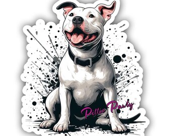 Pitbull Sticker - White Pitbull Splatter Decal Sticker - Vinyl Car Window Decal Sticker - Vibrant Colors - Peel and Stick Sticker