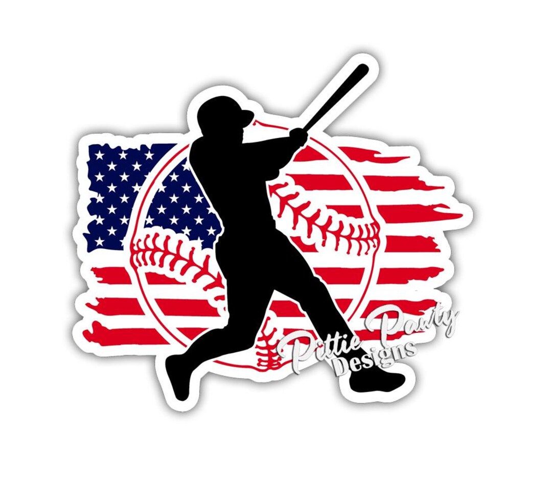 Baseball Sticker - American Baseball Softball Player Decal Sticker ...