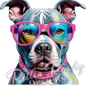 Pitbull PNG Digital Download Studious Pitbull w/Glasses - Pit Bull Bully Dog PNG - PNG Sublimation Design for Shirt and Decal Stickers