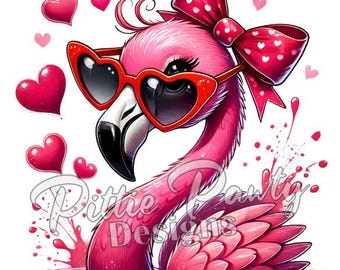 Flamingo PNG Digital Download - Valentine Flamingo Bird - PNG Printable Sublimation Design for Shirt and Decal Stickers