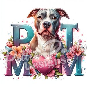 Pitbull PNG Digital Download - Floral Pit Mom Pitbull Dog - Pit bull Bully - PNG Printable Sublimation Design for Shirt and Decal Stickers